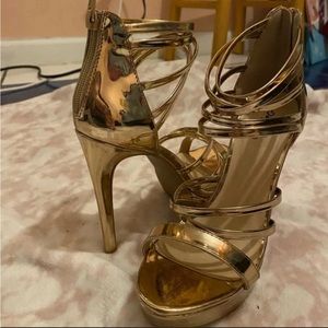 Gold Gladiator Strappy Heel Sandals
